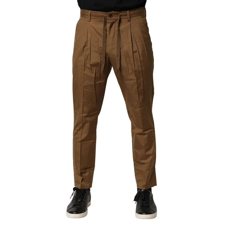 Dolce & Gabbana Brown Cotton Chino Mid Waist Men Pants - Men