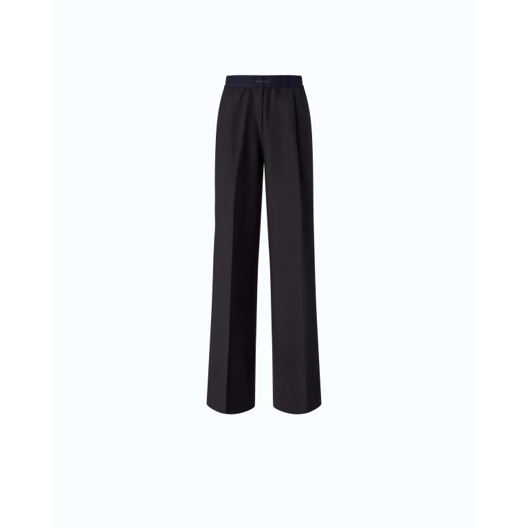 Pantalon palazzo en laine mélangée stretch - 38