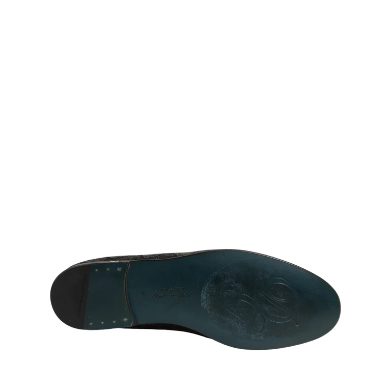 Dolce & Gabbana Black Glitter Brocade Men Dress Loafers Shoes Leather - Men