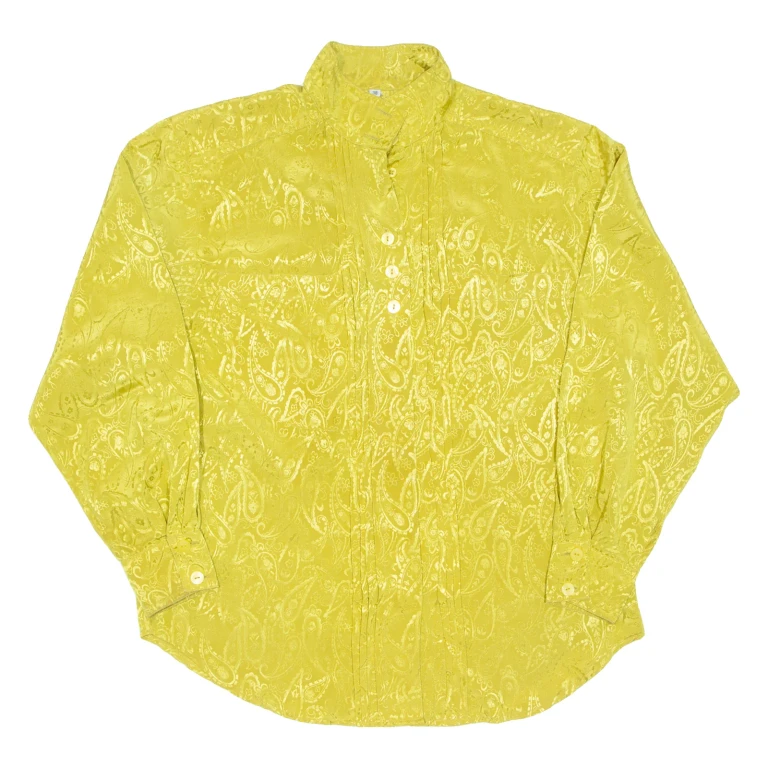 Womens Printed Blouse Green Long Sleeve Paisley XL