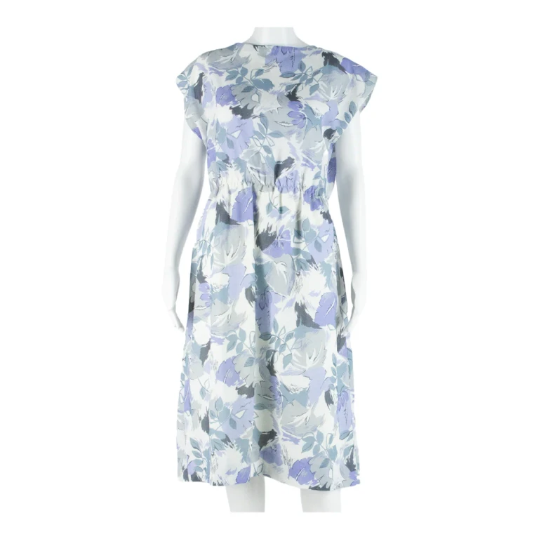 Womens Day Dress White Floral Short Sleeve Midi L