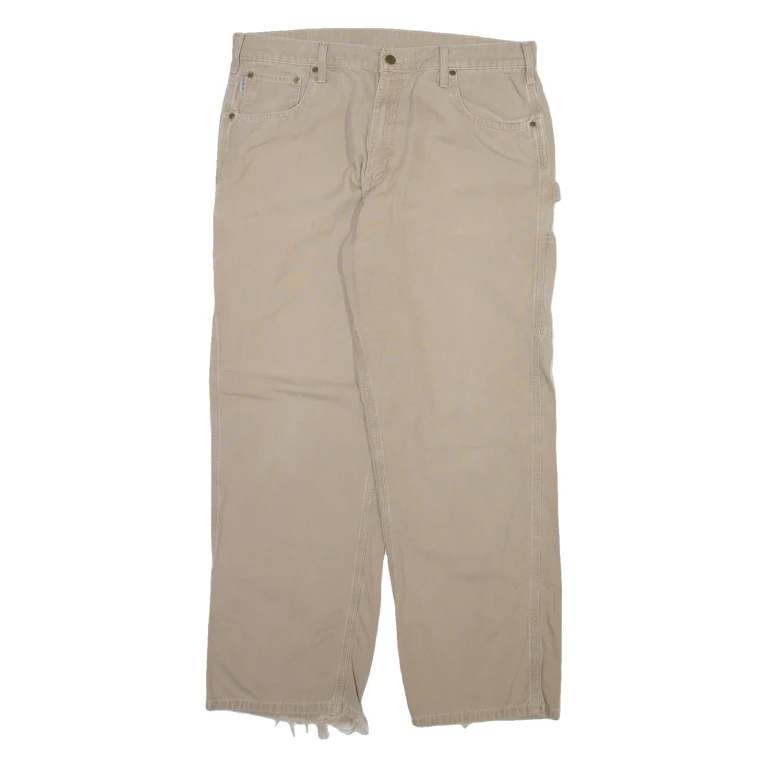 CARHARTT Carpenter Mens Trousers Beige Relaxed Straight W38 L32