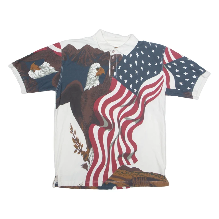 AMERICAN SUMMER USA Mens Polo Shirt White M