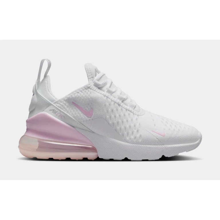 Grade School Air Max 270 'White Light Smoke Grey Pink Foam Gs' Sneakers
