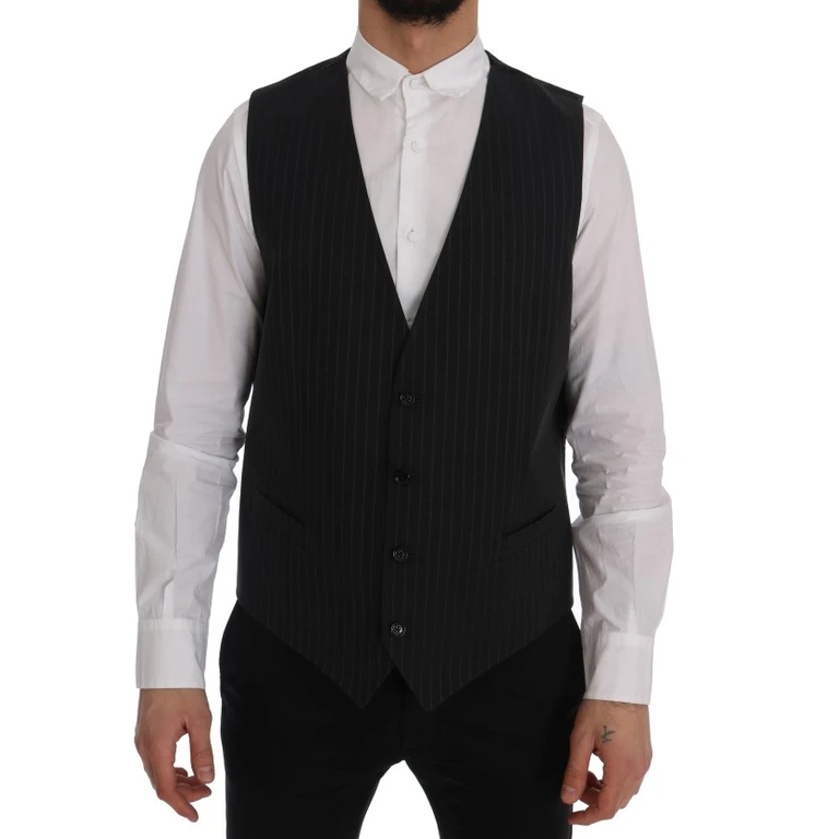 Dolce & Gabbana Gray Staff Cotton Striped Vest Clothing - Men
