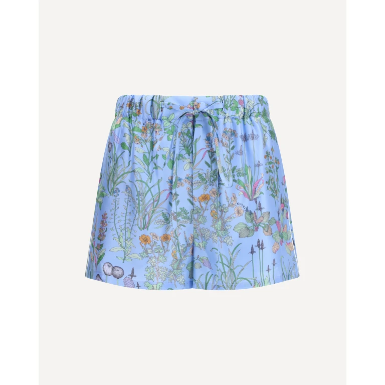 GUCCI Printed silk twill Shorts Female 38