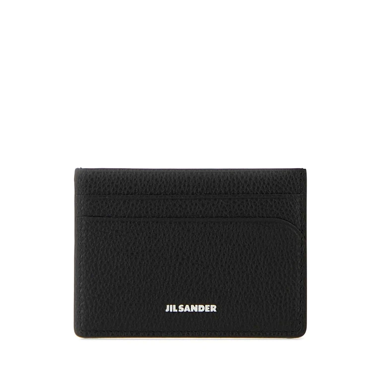 Black Leather Card Holder 001 Exterior: Calf Portafogli - Men