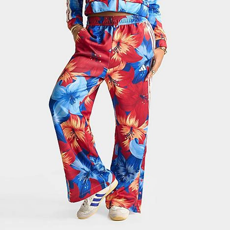adidas Women's x Farm Rio House of Tiro Track Pants in Light Blue/Tactile Red/Cream White Size: XS