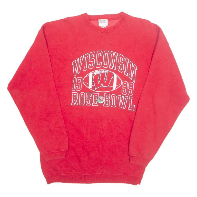 SANTEE Rose Bowl Wisconsin Badgers Mens Sweatshirt Red 90s USA XL