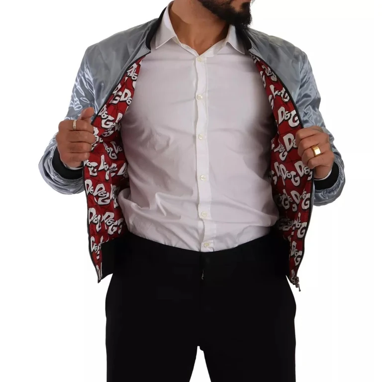 Light Blue Bomber Coat Men Jacket Polyester Clothing - Men