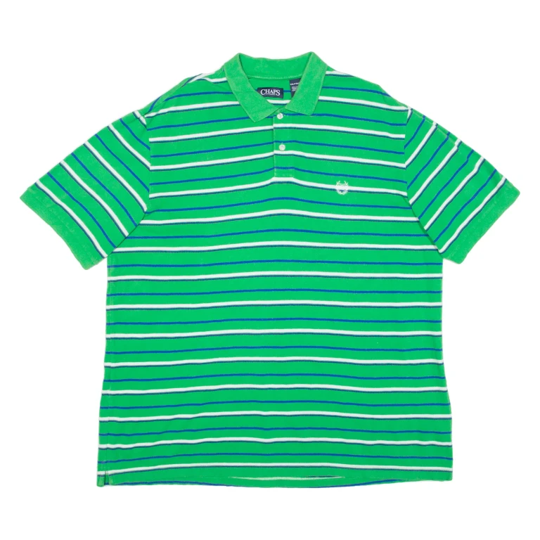 CHAPS Mens Polo Shirt Green Striped 2XL