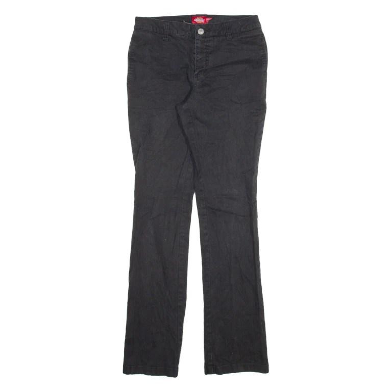 DICKIES Womens Trousers Black Slim Straight W25 L31