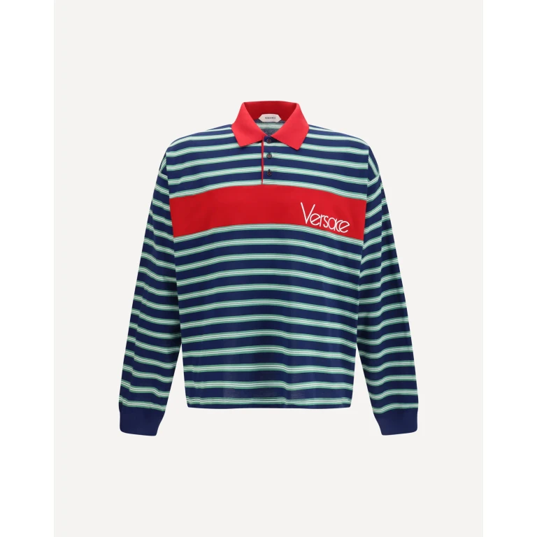 VERSACE Striped cotton Polo Male L