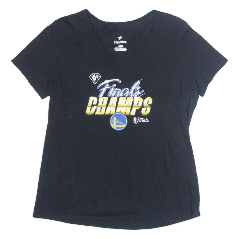 FANATICS NBA Golden State Warriors Womens T-Shirt Black USA V-Neck L