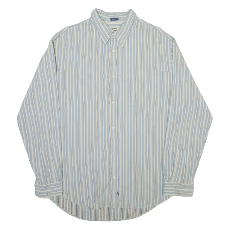 RALPH LAUREN POLO JEANS COMPANY Slim Fit Mens Shirt Blue 90s Striped 2XL