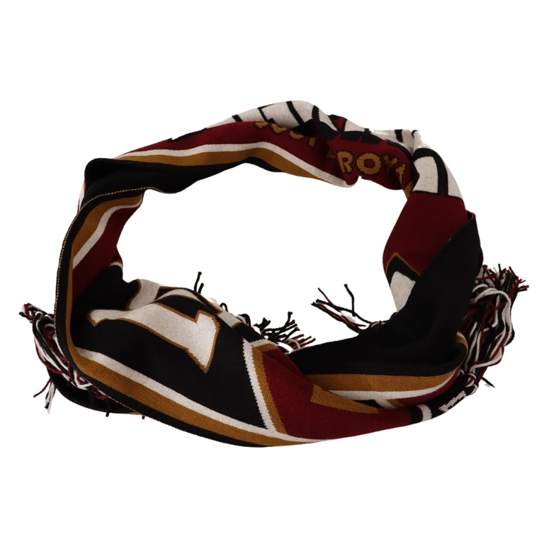 Dolce & Gabbana Multicolor Wool Knit Dg King Shawl Wrap Scarf Virgin Cashmere - Men