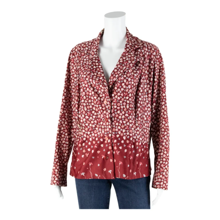 Blazer Style Womens Printed Shirt Red Collared Long Sleeve 90s Floral L
