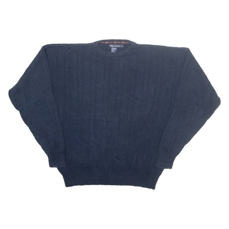 NAUTICA Mens Jumper Blue Cable Knit L