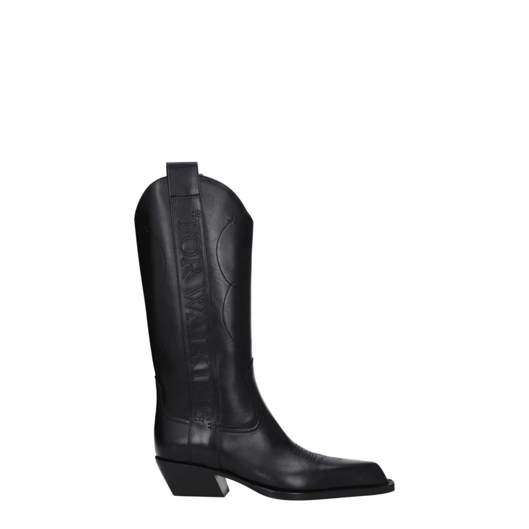 Off-White Black Leather High Heel Boots - Women