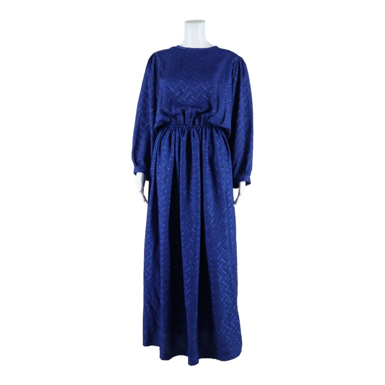 Womens Maxi Dress Blue Geometric Long XS