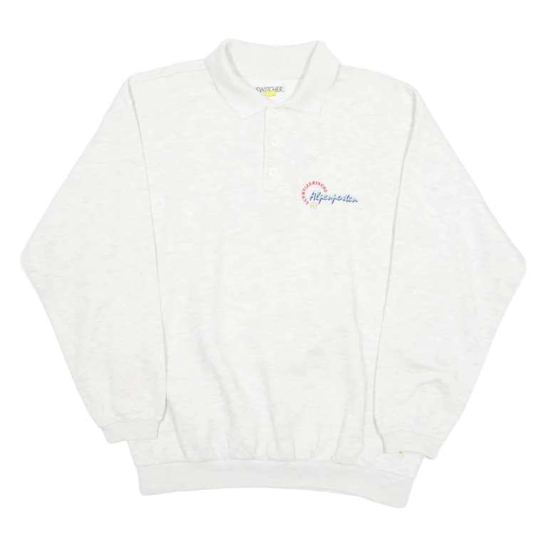 SWITCHER Switzerland Womens Sweatshirt Grey Collared 90s L