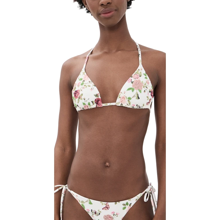 PQ Swim PQ Swim x ALICE + OLIVIA Embroidered Triangle English Rose L