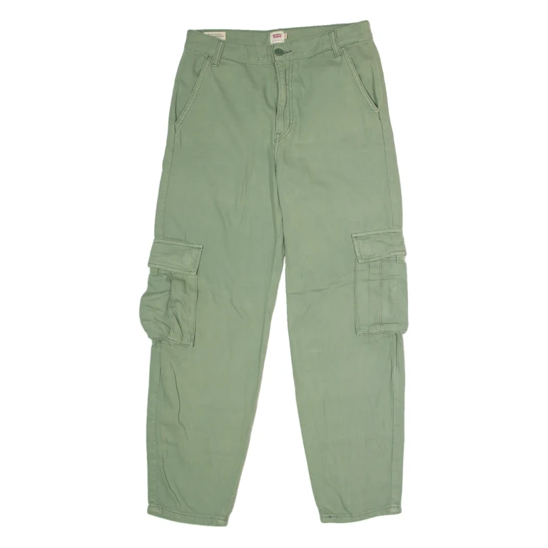 LEVI'S Cargo Womens Trousers Green Regular Straight W27 L28