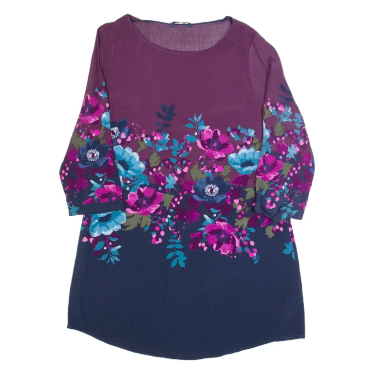 JOULES Womens Day Dress Purple Floral Knee Length UK 14