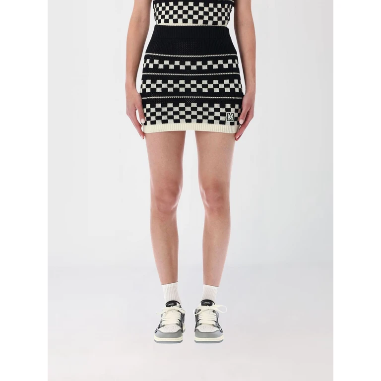 Check Wool High-Waisted Pencil Mini Skirt with a Slim Fit (AWBMSK1025001)