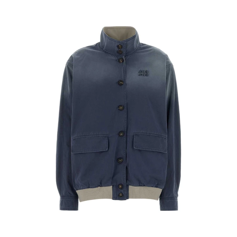 Miu Miu Navy Blue Twill Jacket Divisacalce Giubbini - Women
