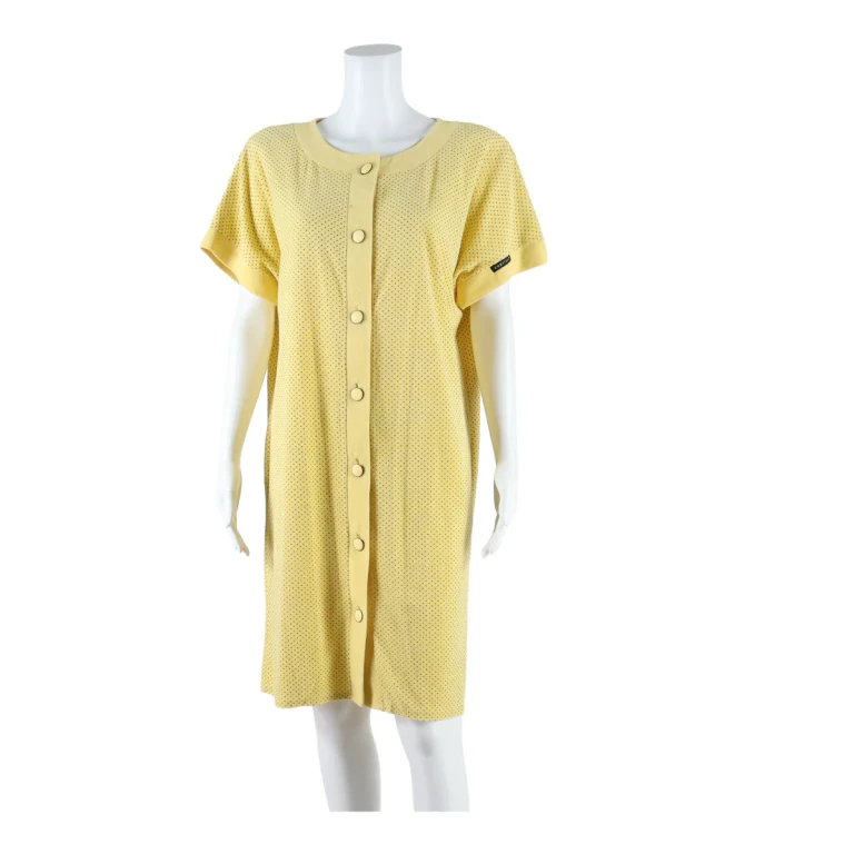 CAPRICE Pockets Womens Shirt Dress Yellow 90s Spotted Knee Length L