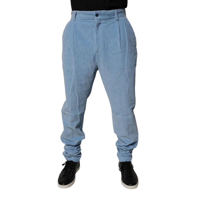 Light Blue Corduroy Cotton Skinny Denim Jeans Clothing - Men