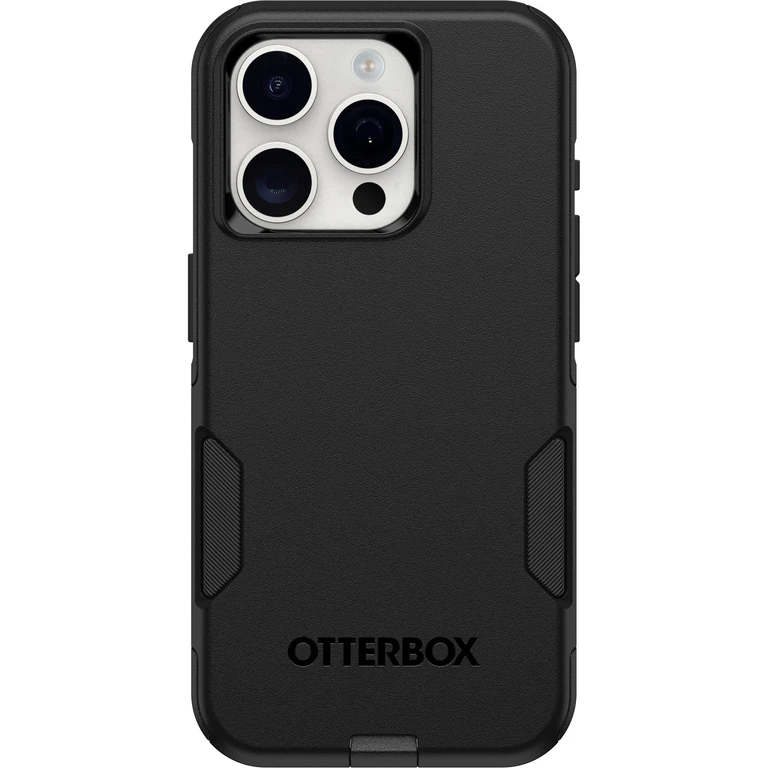 iPhone 15 Pro (Only) Commuter Series Case - BLACK slim & tough pocket-friendly with port protection (ships in polybag ideal for business customers)