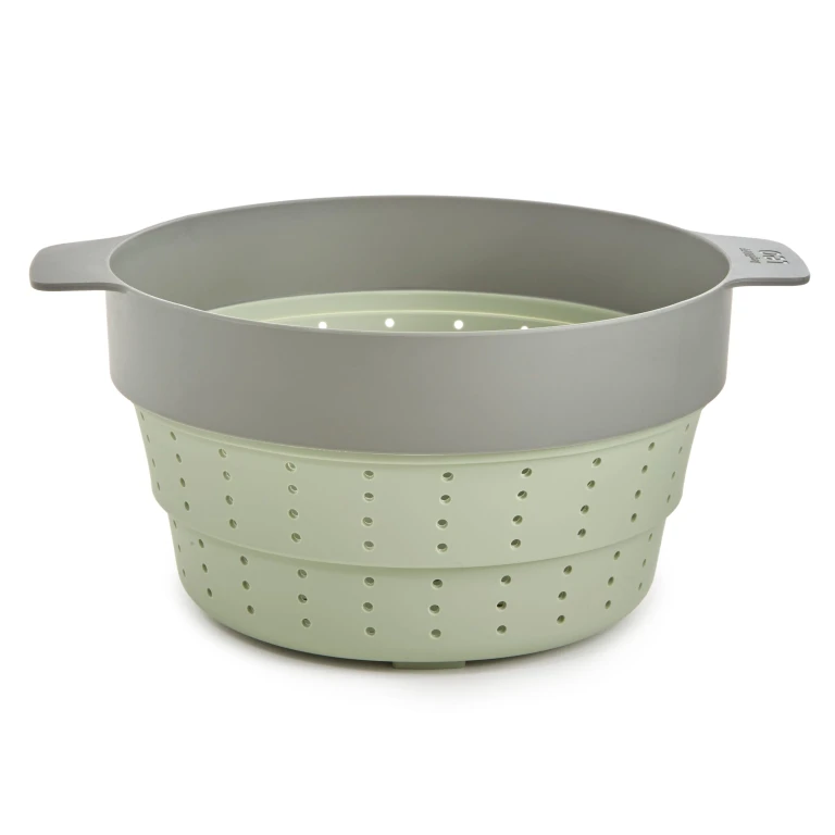 Balance Nonstick Silicone Collapsible Steamer Basket & Strainer 10", Recycled Material, Sage