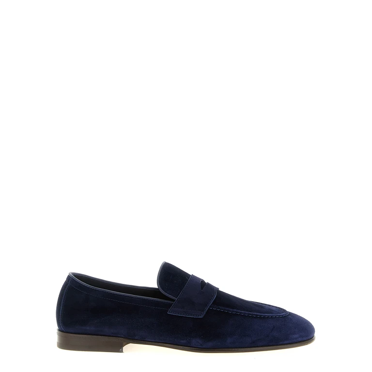 Brunello Cucinelli Blue Calfskin Slip-On Loafers - Men