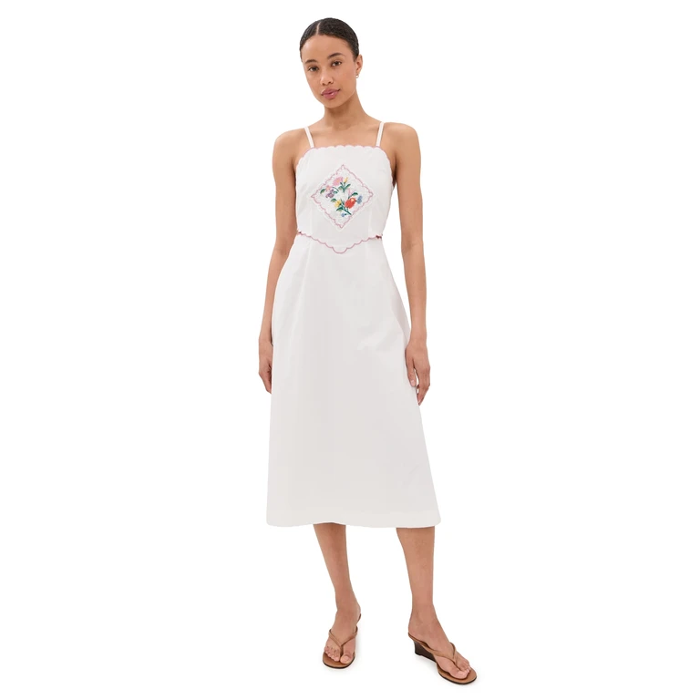 Another Girl Embroidered Handkerchief Detail Dress White XL