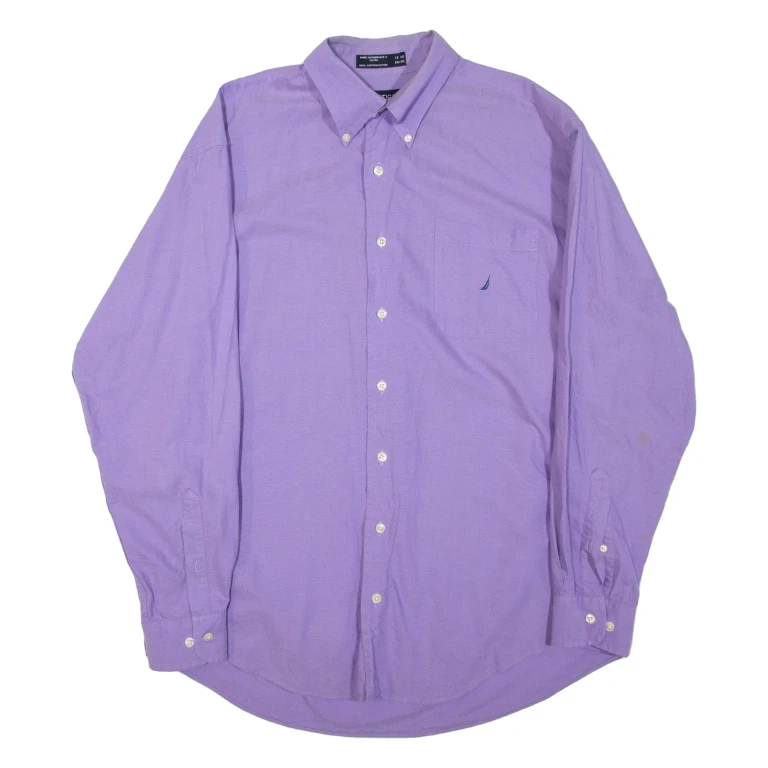 NAUTICA Mens Plain Shirt Purple Long Sleeve L