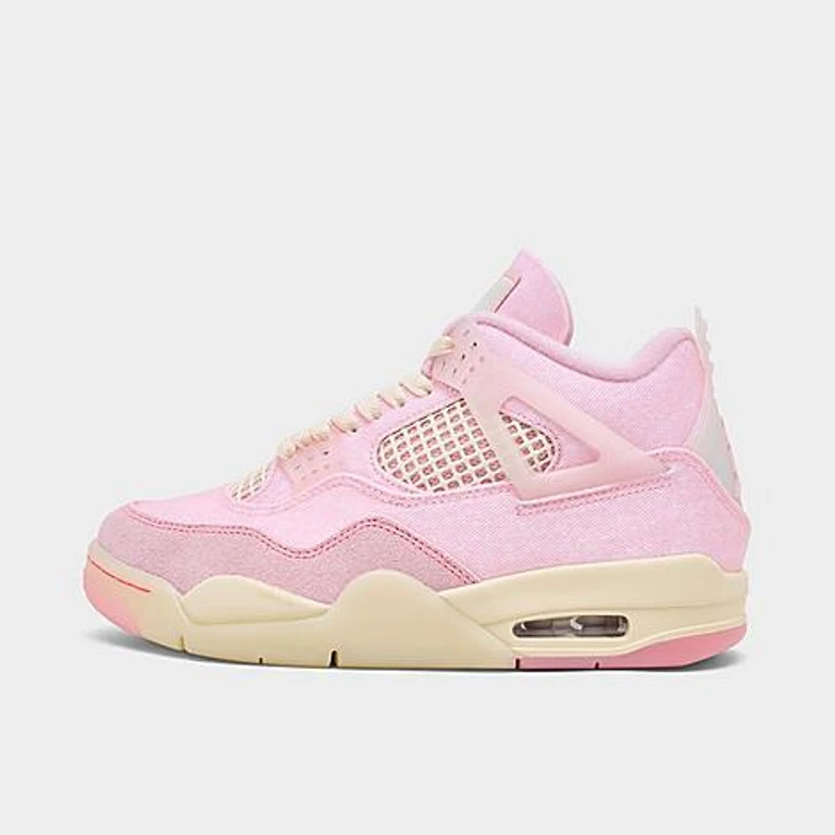 Jordan Women's Air Retro 4 Textile Casual Shoes in Pearl Pink/Iced Carmine/Coconut Milk Size: 5.0