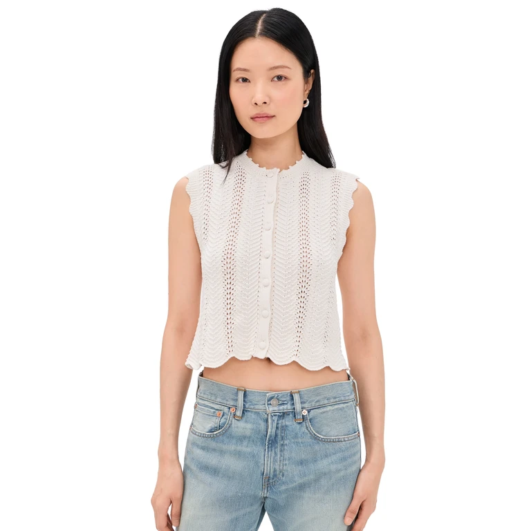 Madewell Kim Wavy Stitch Vest Vintage Ivory XL