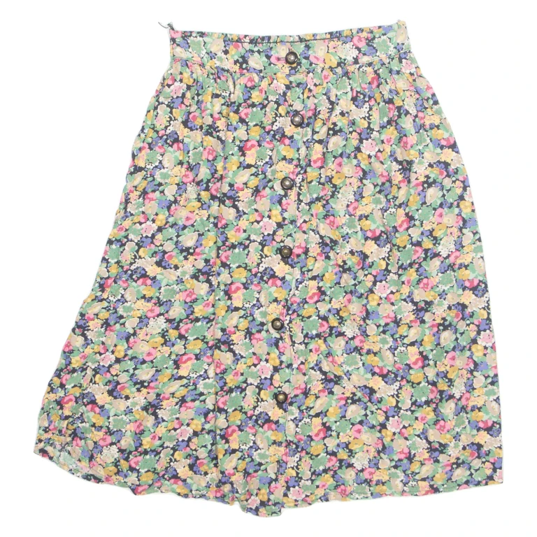 FRITZI Button Down Womens A-Line Skirt Green Knee Length Floral M
