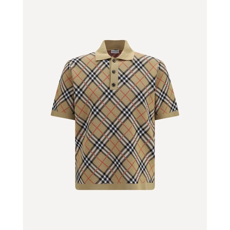 BURBERRY Check cotton blend Polo Shirt Male L