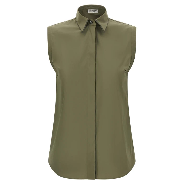 Brunello Cucinelli Bicolor Cotton Blouse - Women
