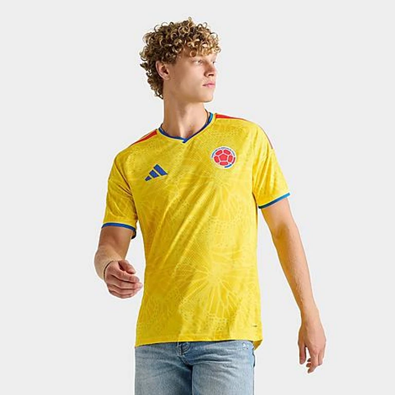 adidas Men's Colombia Home Authentic Soccer Jersey in Impact Yellow Size: XS