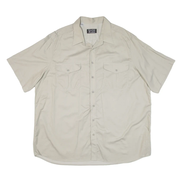 Mens Plain Shirt Beige 2XL