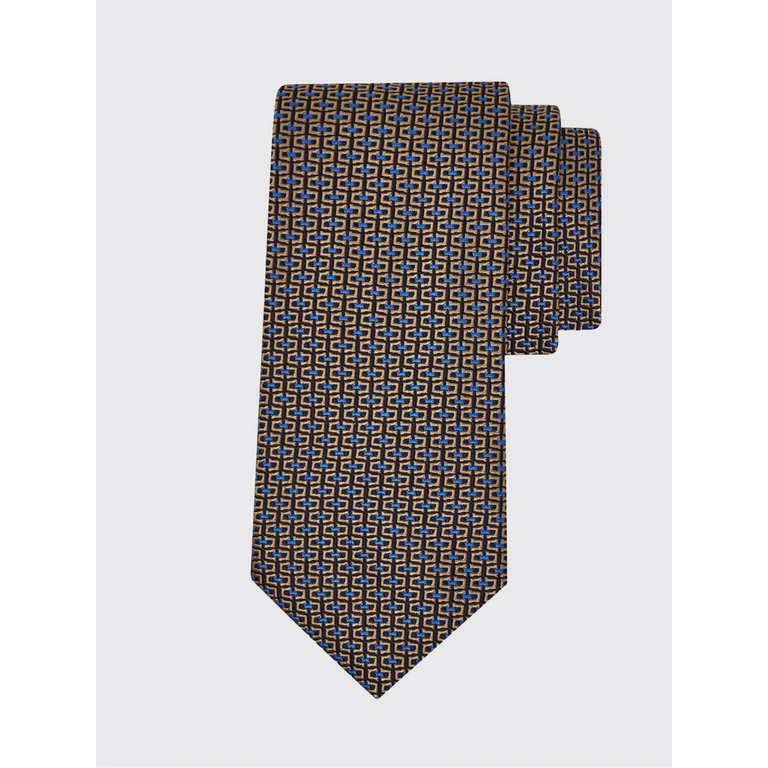 Pure Silk Tie with Abstract Geometric Print (789376FB)