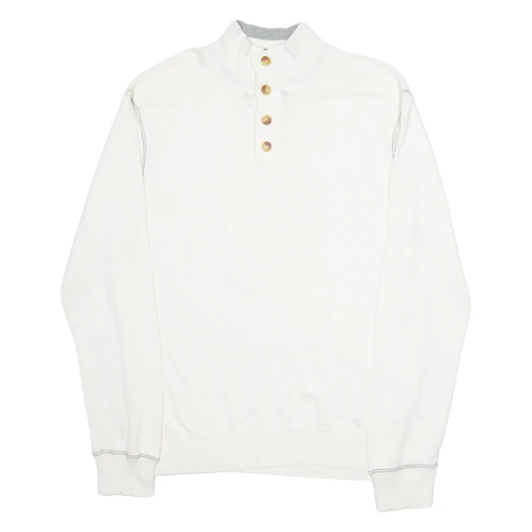 NAUTICA Mens Jumper White Button Neck Tight Knit L