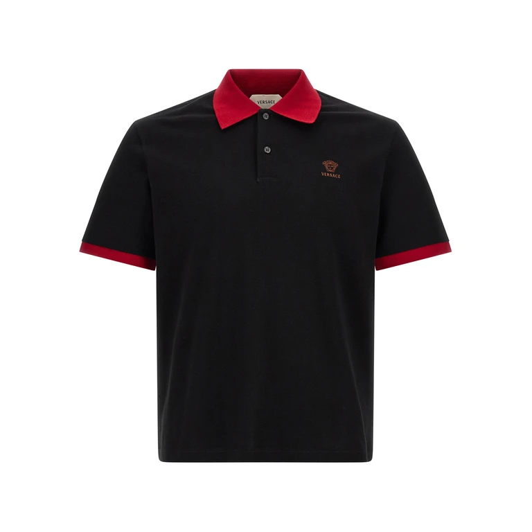 Black Cotton Polo Shirt - Men