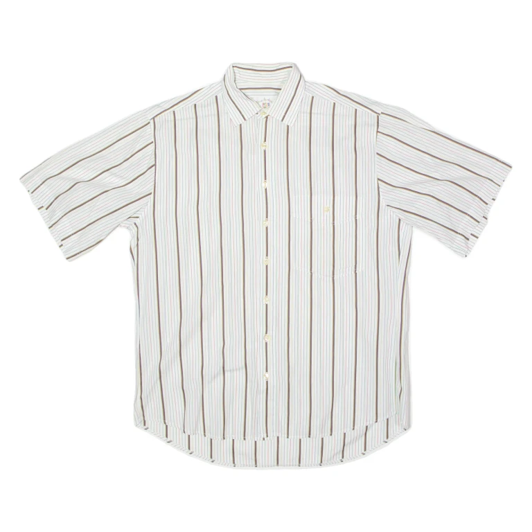 DINO FORLOZZI Mens Shirt White 90s Striped L