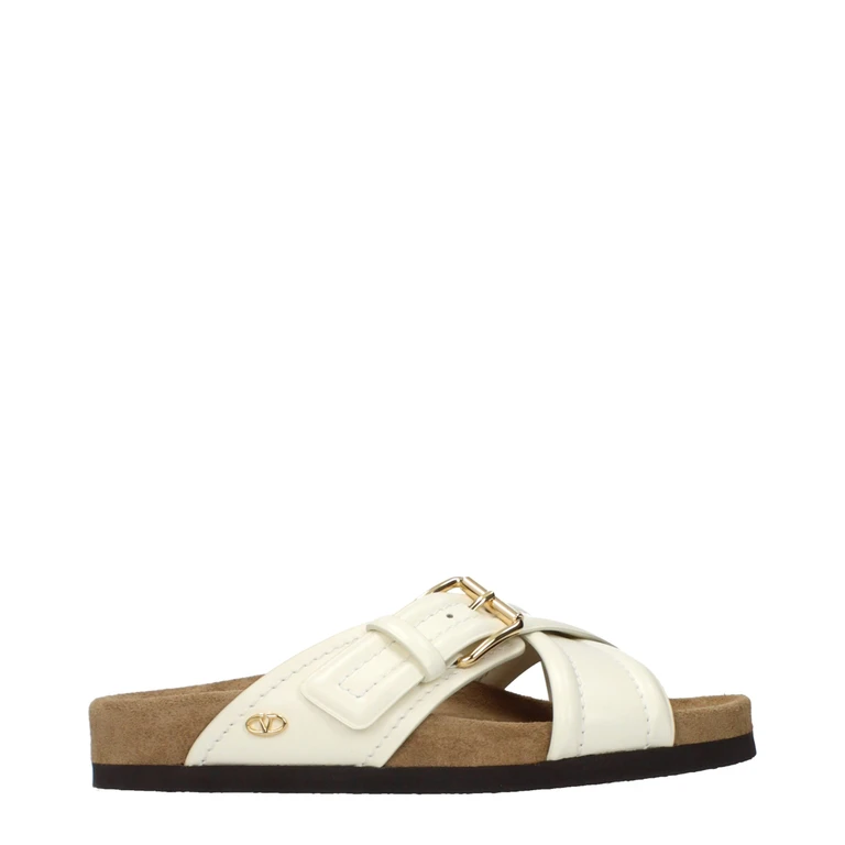 Valentino Garavani Beige Leather Slippers - Women
