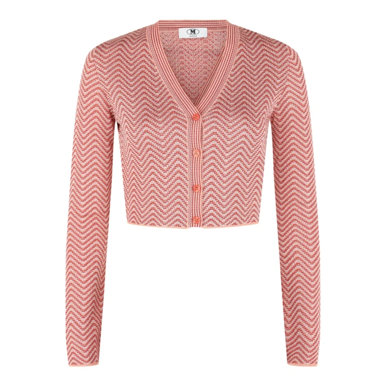 Cropped Chevron Patterned Cardigan